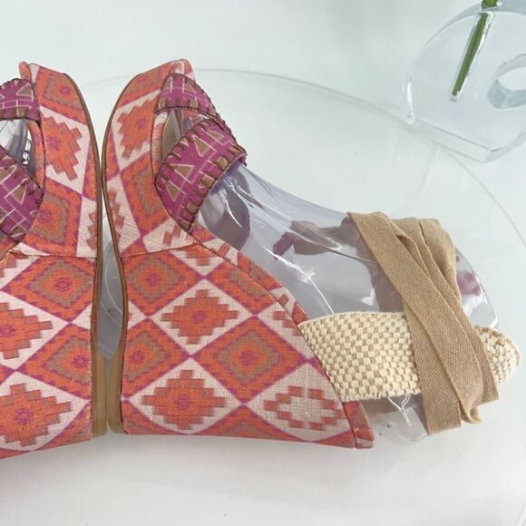 Theodora & Callum Stuart Weitzman Platform Espadrille Wedge Sandal Pink Size 10 - Picture 11 of 16